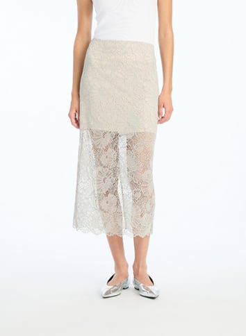 Lace midi skirt ROTATE Grey